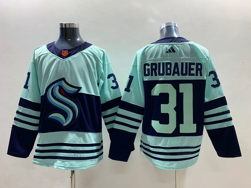 Men's Seattle Kraken Philipp Grubauer #31 Teal Reverse Retro 2.0 Authentic Jersey